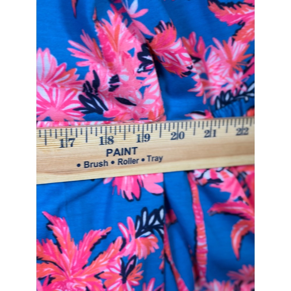 Lilly Pulitzer Babydoll Dress Womens XL Blue Pink Excellent Tropical Palm Print - Picture 6 of 8